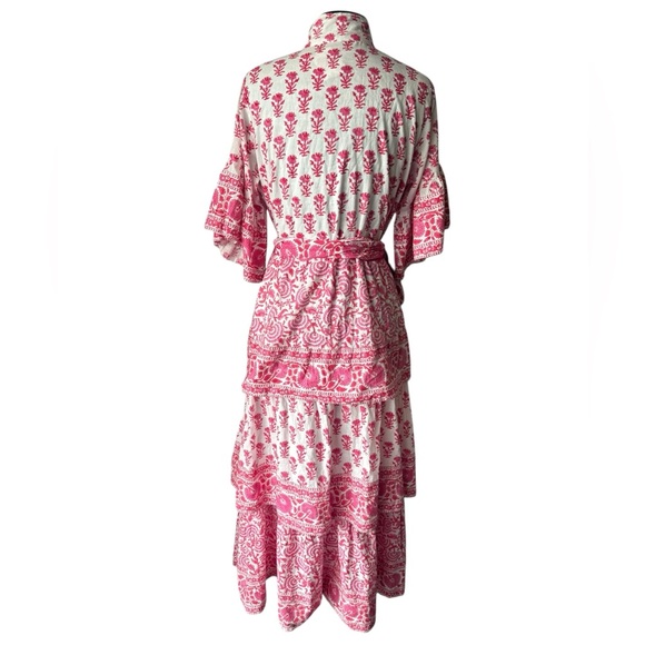 Sue Sartor Tiered Maxi Dress with Waist Tie Medium - Picture 2 of 9